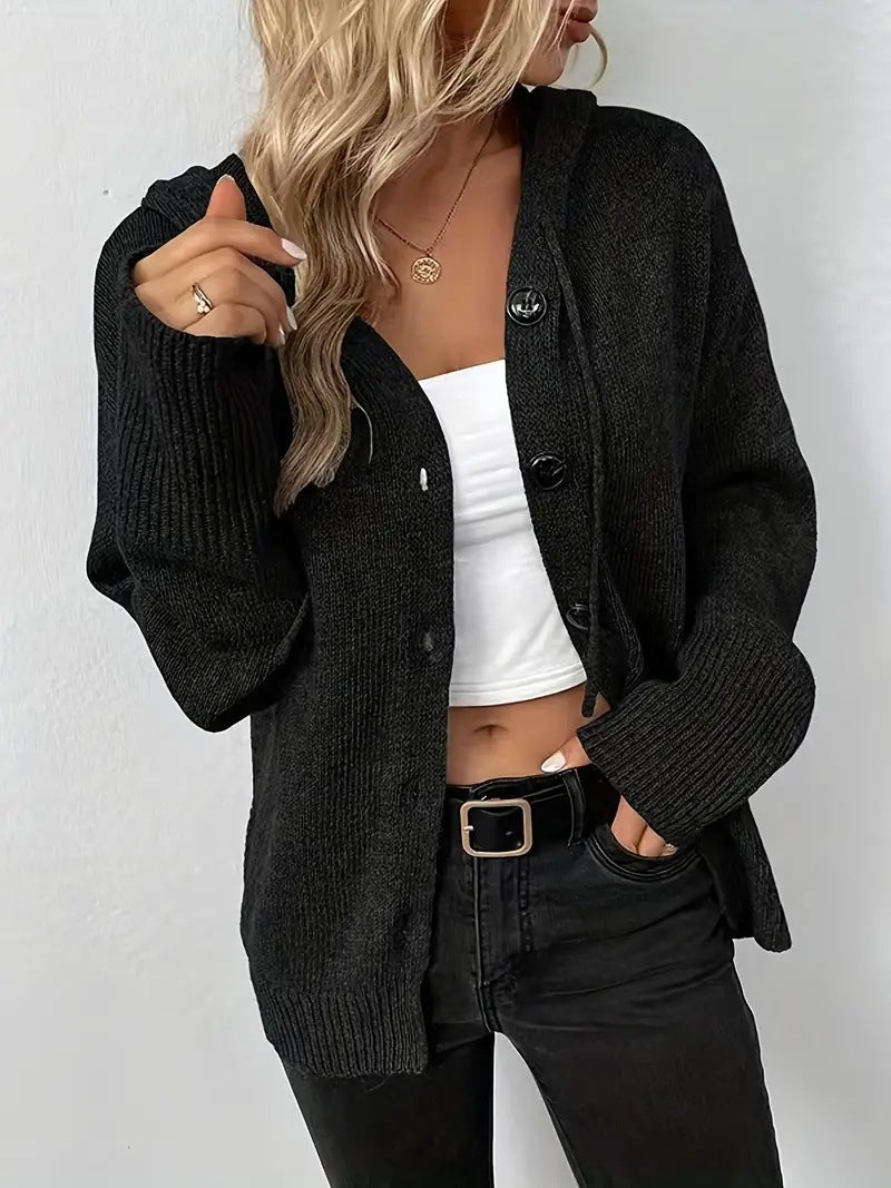 Damen Kapuzenpullover mit Knopfleiste – Locker & Stylisch