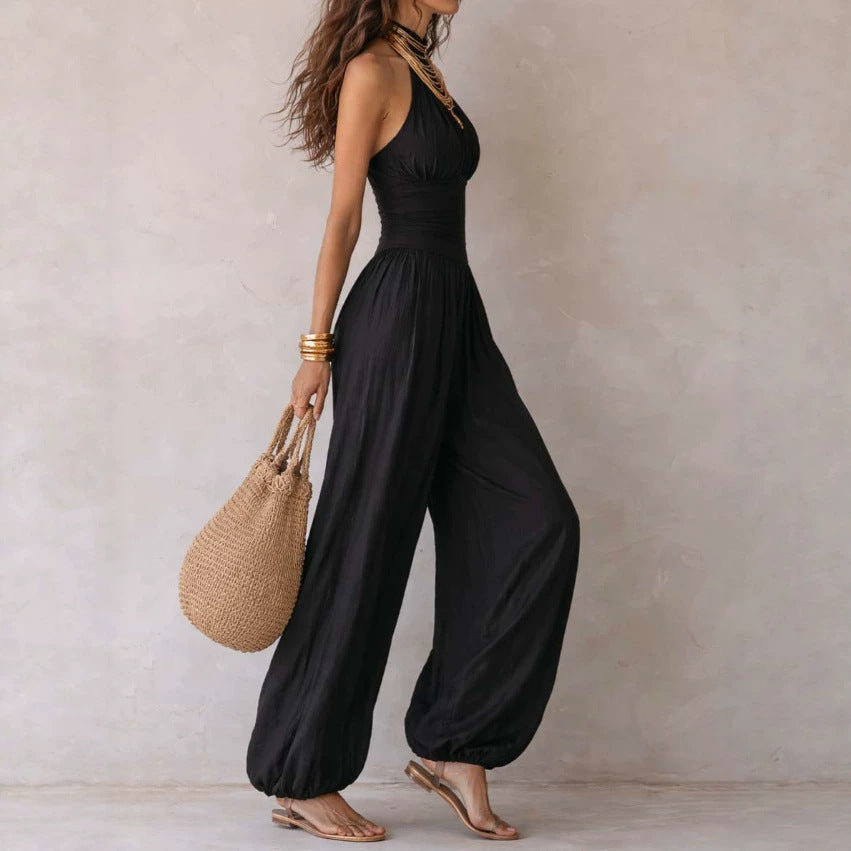 Damen Jumpsuit Ärmellos – Neckholder, Rückenfrei & Tailliert