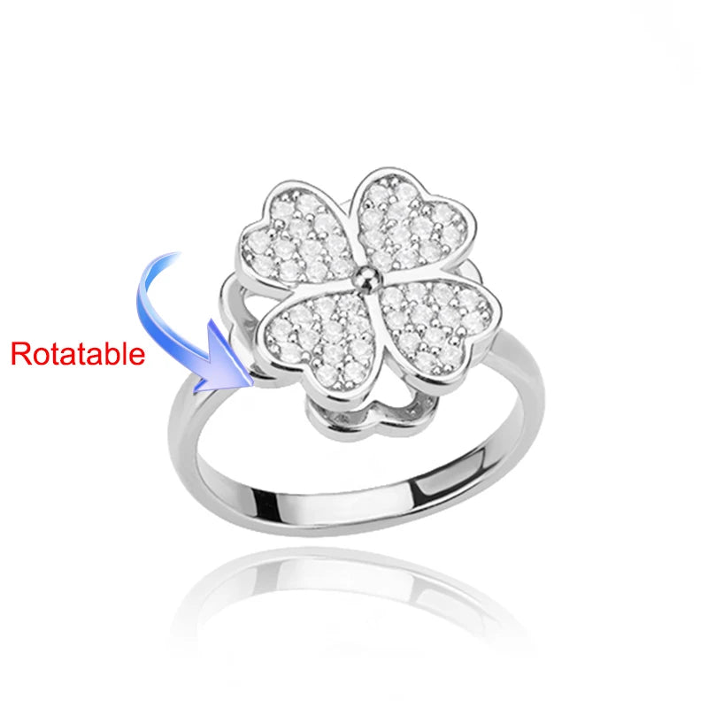 Drehring Vierblättriges Kleeblatt – Anti-Stress-Ring Gold Edelstahl