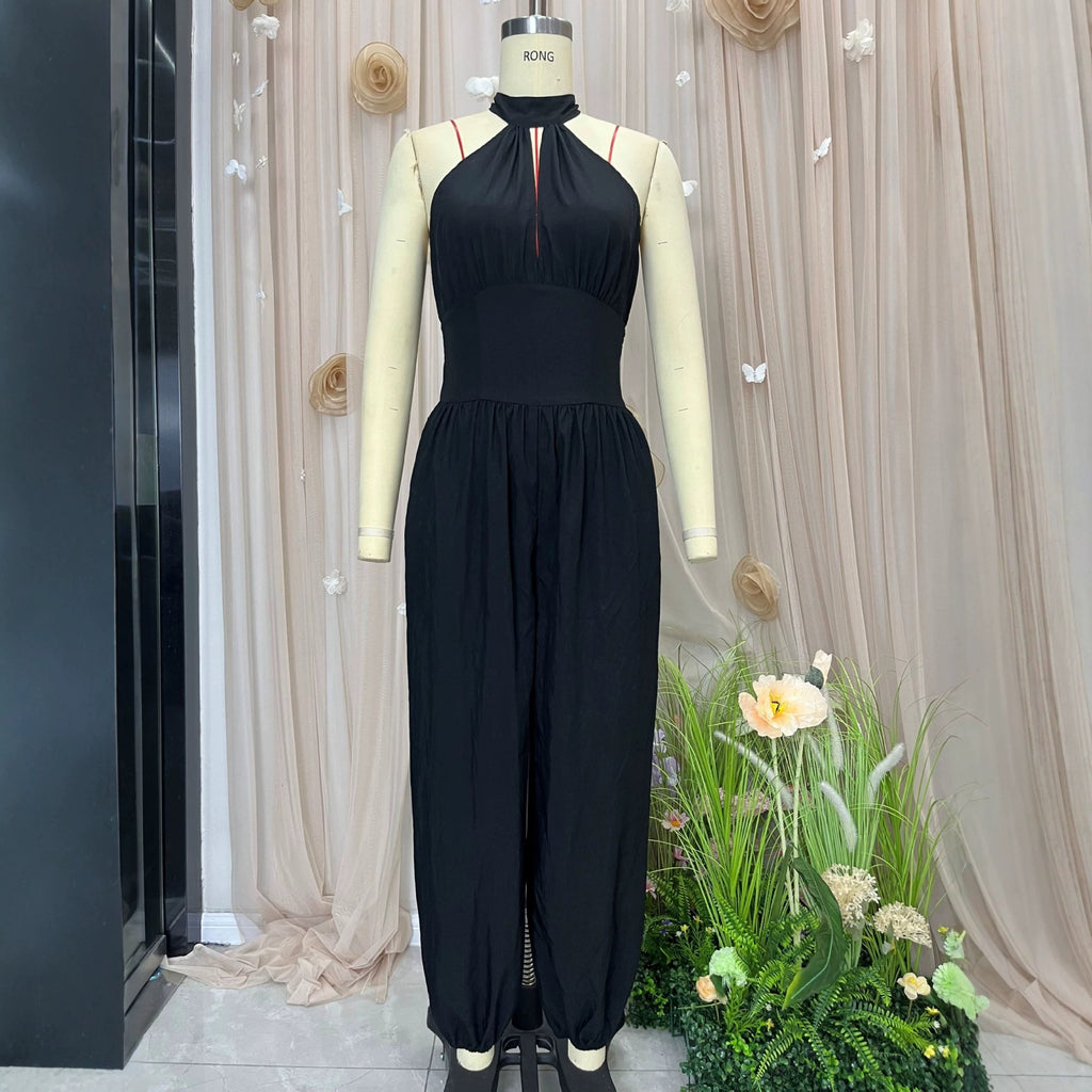 Damen Jumpsuit Ärmellos – Neckholder, Rückenfrei & Tailliert