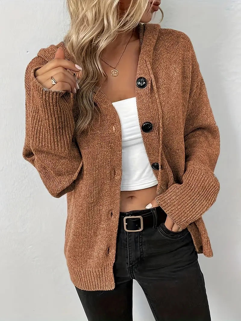 Damen Kapuzenpullover mit Knopfleiste – Locker & Stylisch