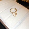 Zirkonia-Diamant-Ring mit runder Kette und Quasten – Echtgold-plattierter Ring – Exklusiver Luxus-Schmuck im modernen Stil – Offener Fingerring