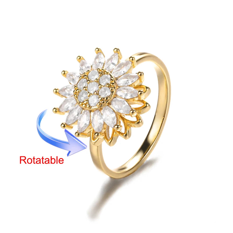 Drehring Vierblättriges Kleeblatt – Anti-Stress-Ring Gold Edelstahl