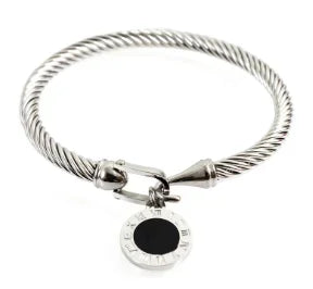 Fashion Simple Stainless Steel 3 Crystal Bracelet Bangle