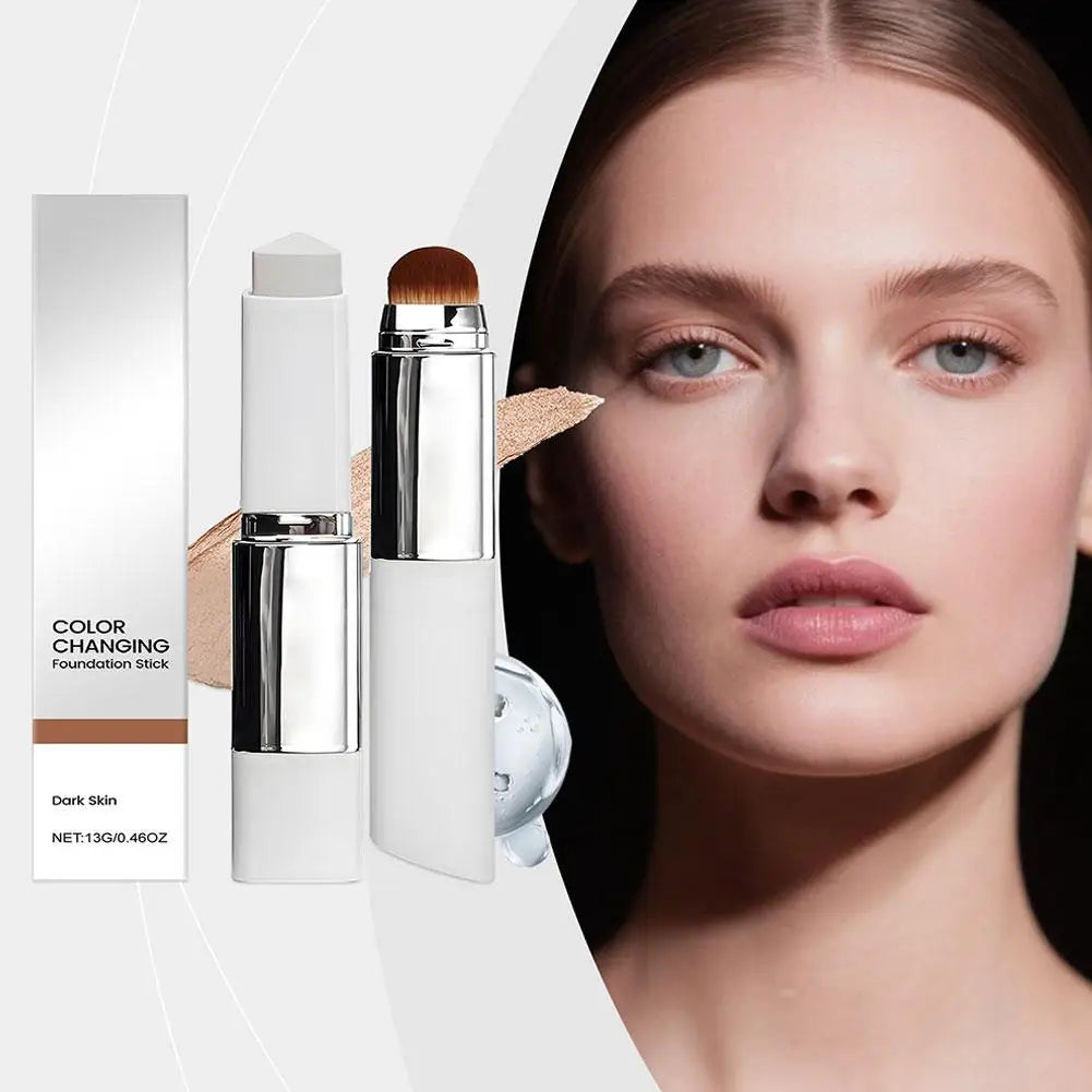 2-in-1 Farbwechselnde Foundation-Stick-Flüssigfoundation – Leicht, Feuchtigkeitsspendend & Aufhellend – Farbwechselnde Foundation für alle Hauttypen