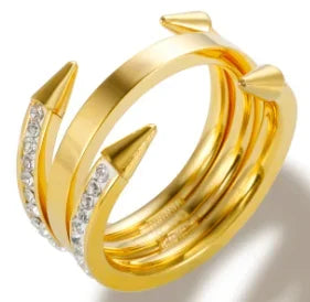 Personality Round Beads Ring Band Small Clear Crystal Zircon Waterproof Stainless Steel Rings Simple Granular Fine Jewelry