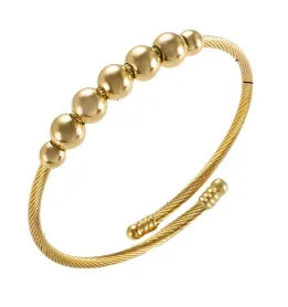 Fashion Simple Stainless Steel 3 Crystal Bracelet Bangle