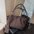 Wildleder Schultertasche Damen – Leichte Große Shopper Bucket Bag