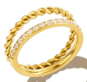 Stainless Steel Ring for Women Inlaid Zircon Rings Waterproof Romantic Fashion Jewelry