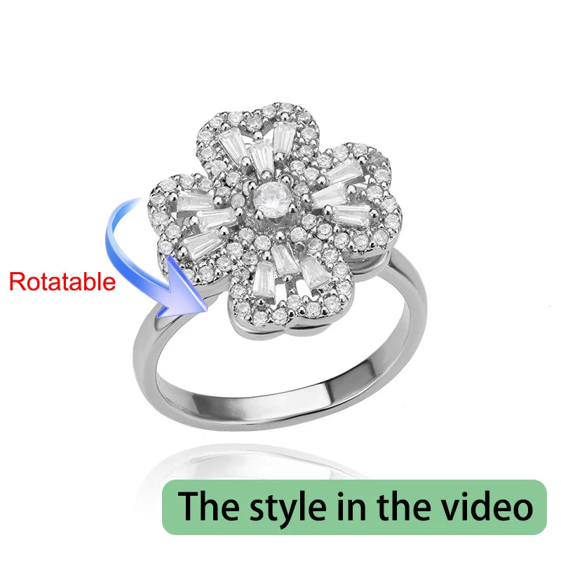 Drehring Vierblättriges Kleeblatt – Anti-Stress-Ring Gold Edelstahl