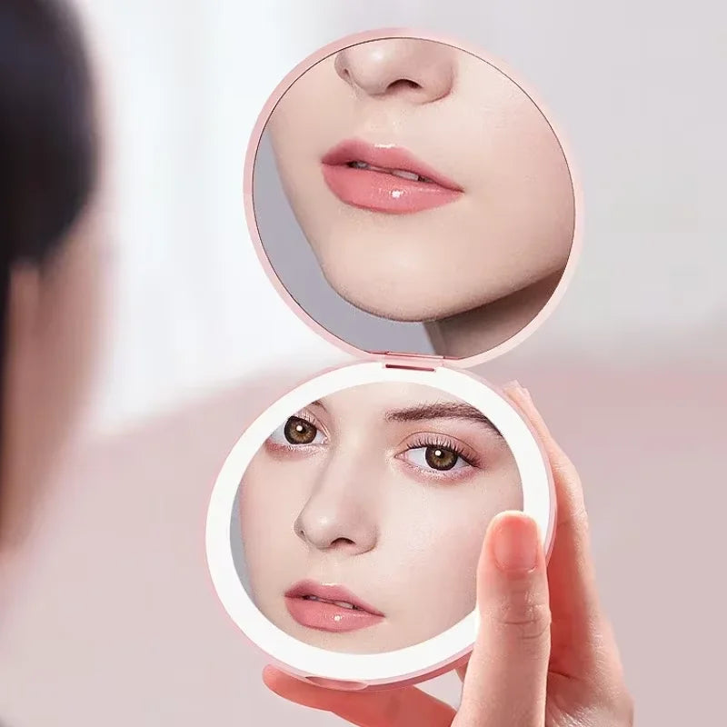 LED Kosmetikspiegel Klappbar – Reise-Taschenspiegel mit Beleuchtung & 2 Seiten