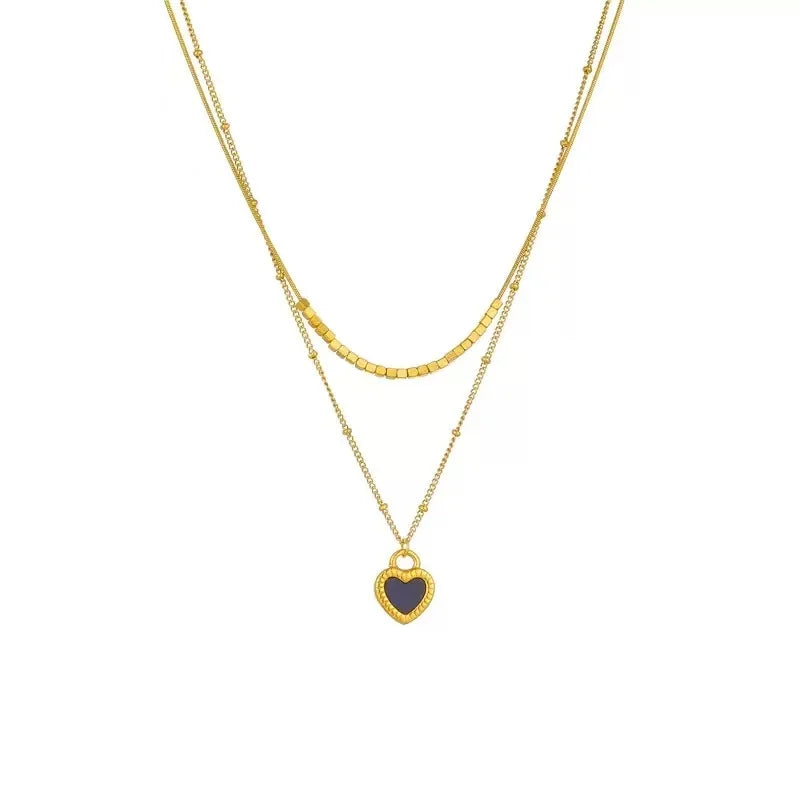 Stainless Steel Heart-shaped Pendant Necklace Metal Waterproof Jewelry For Women