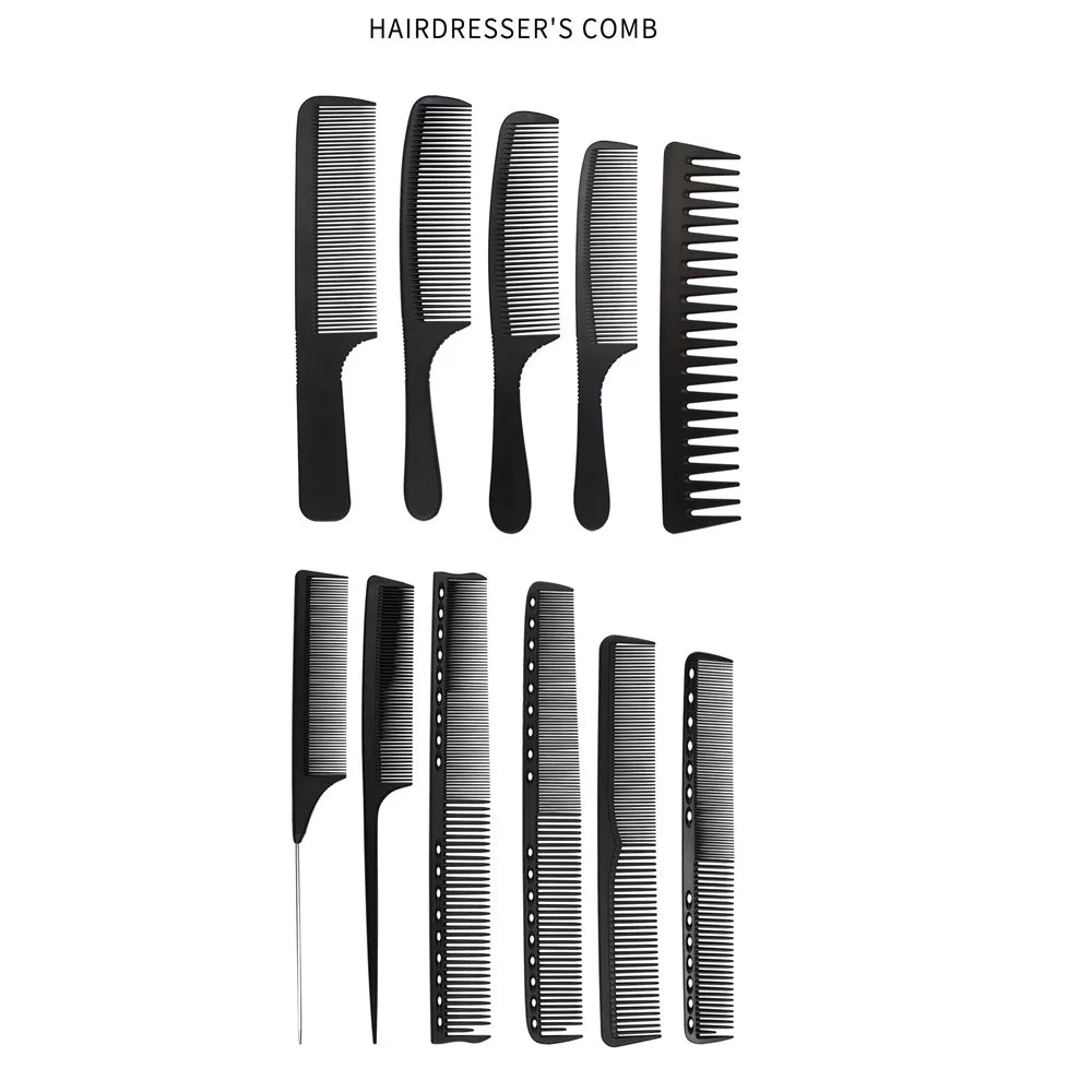 14Styles Hairdressing Carbon Comb for Haircut Barber Anti Static Black Rat Tail Comb Beauty Professional Hair Styling Tools Comb