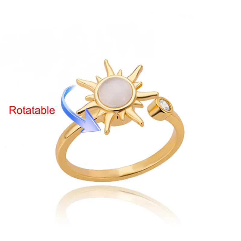 Drehring Vierblättriges Kleeblatt – Anti-Stress-Ring Gold Edelstahl