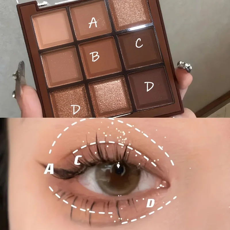 Lidschatten-Palette Mocha Chocolate 9 Farben – Matt, Perl & Glitter