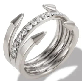 Personality Round Beads Ring Band Small Clear Crystal Zircon Waterproof Stainless Steel Rings Simple Granular Fine Jewelry