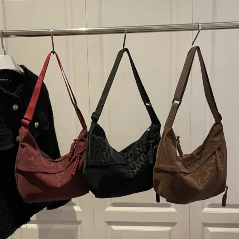 Leopard Crossbody Hobo Tasche Damen – Große Schultertasche für Pendlerinnen