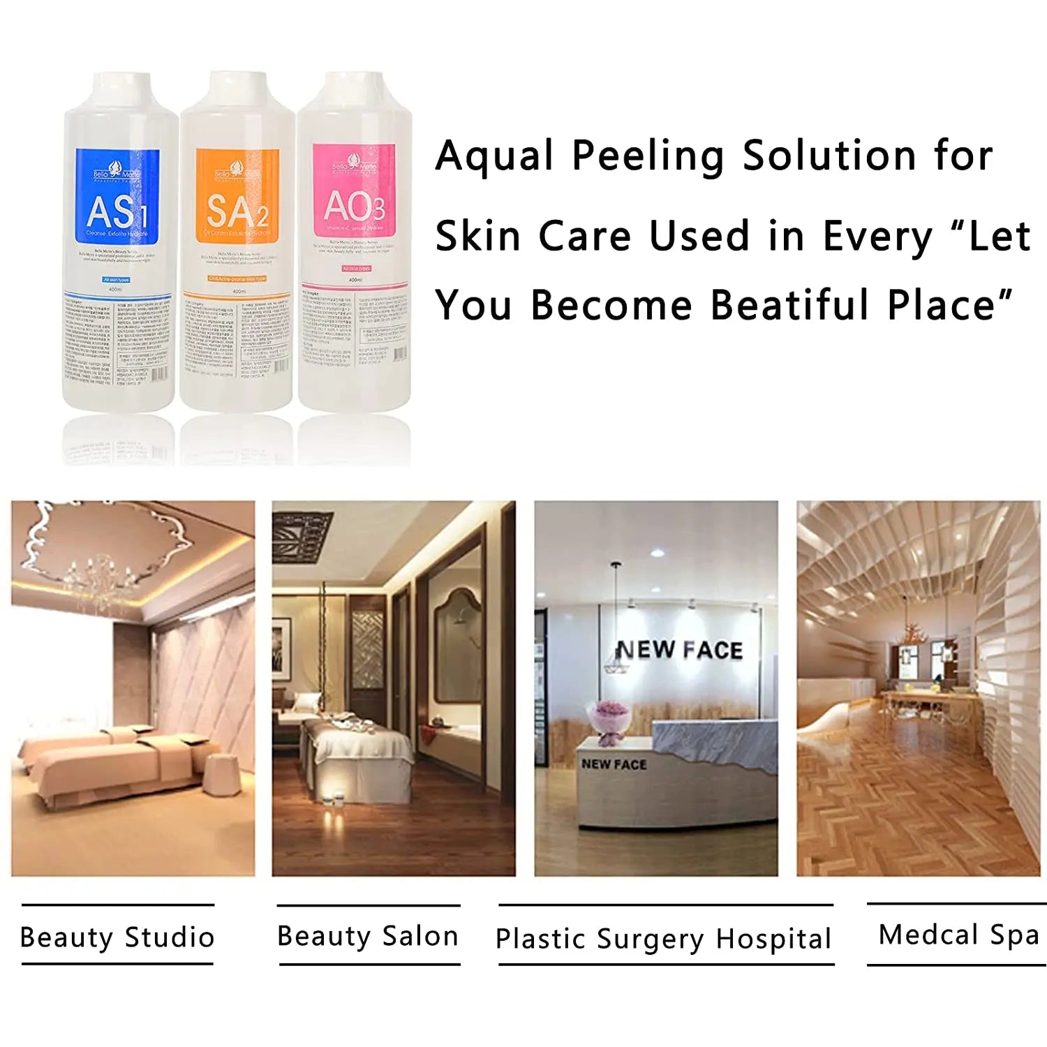 Aqua-Peeling-Serum Set 3x1200ml – AS1 SA2 AO3 für Beauty-Geräte