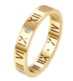 Personality Round Beads Ring Band Small Clear Crystal Zircon Waterproof Stainless Steel Rings Simple Granular Fine Jewelry
