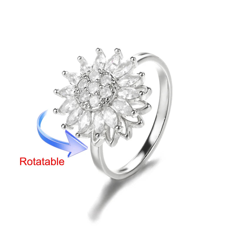 Drehring Vierblättriges Kleeblatt – Anti-Stress-Ring Gold Edelstahl