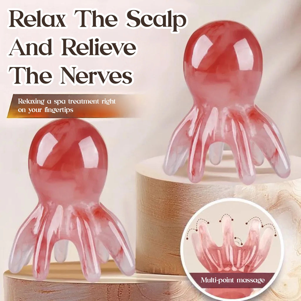 Oktopus-Massagekamm aus Harz – Kopfhaut-Massage & Meridian-Gua-Sha