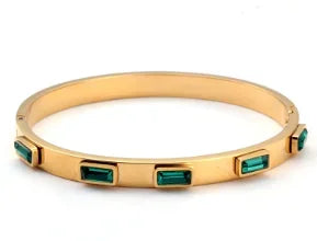 Fashion Simple Stainless Steel 3 Crystal Bracelet Bangle