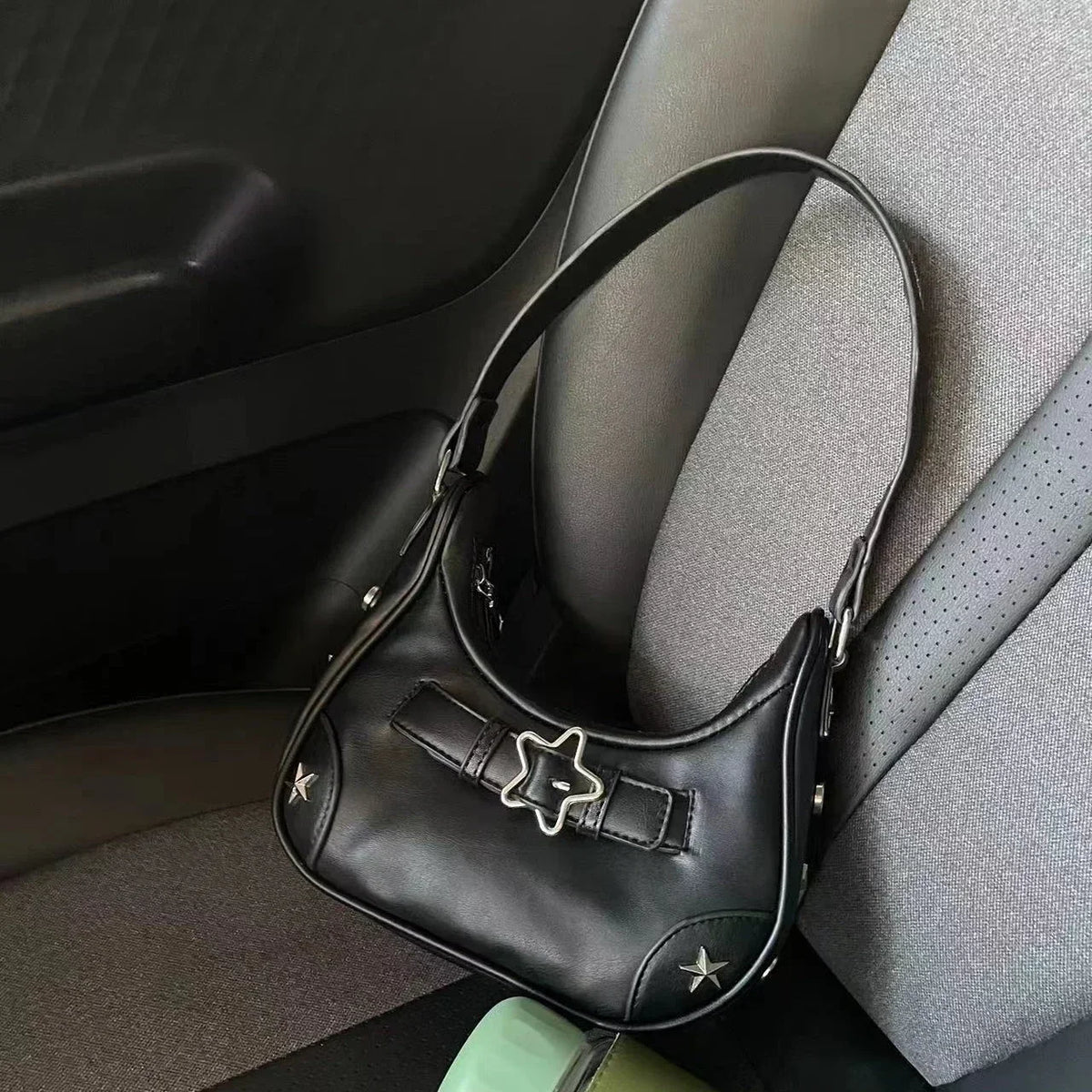 Vintage Stern Schultertasche Damen – Süße Leder Handtasche Weiß