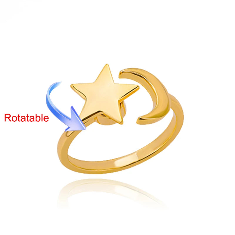 Drehring Vierblättriges Kleeblatt – Anti-Stress-Ring Gold Edelstahl