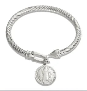 Fashion Simple Stainless Steel 3 Crystal Bracelet Bangle