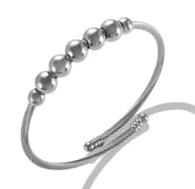 Fashion Simple Stainless Steel 3 Crystal Bracelet Bangle