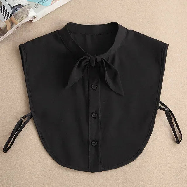 Fashion 2025 Front Tie White Fake Collar for Women Stand Detachable Collar Fake Girls Vintage Lace Ladies False Blouse Collar