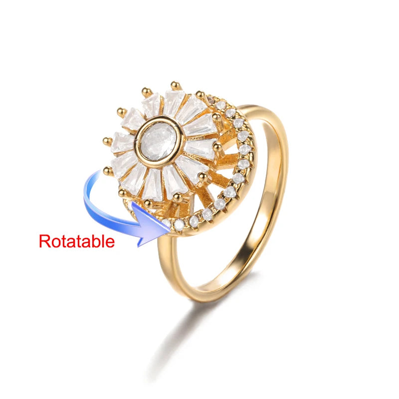 Drehring Vierblättriges Kleeblatt – Anti-Stress-Ring Gold Edelstahl