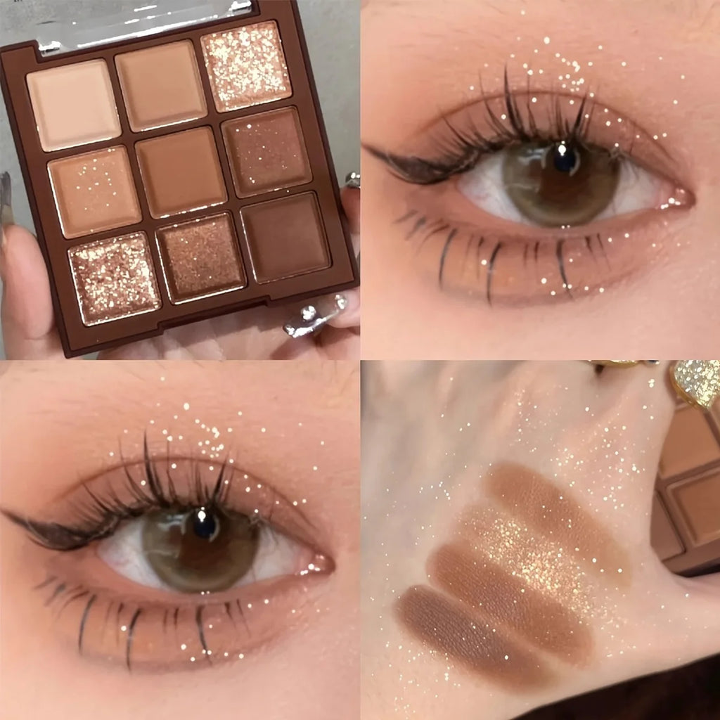 Lidschatten-Palette Mocha Chocolate 9 Farben – Matt, Perl & Glitter