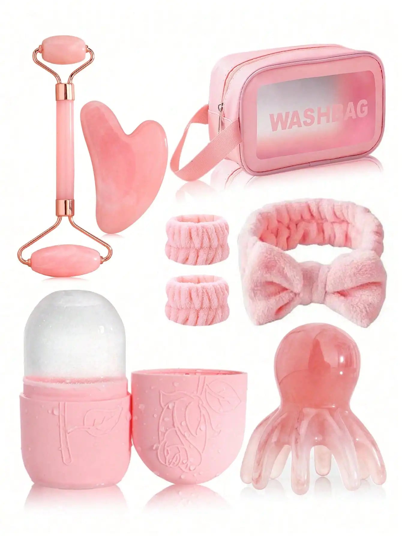 3-teiliges Gesichtsmassage-Set – Roller, Massagestab & Eis-Gel-Pack