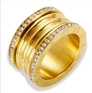 Personality Round Beads Ring Band Small Clear Crystal Zircon Waterproof Stainless Steel Rings Simple Granular Fine Jewelry