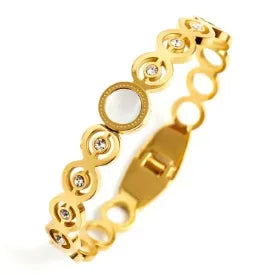 Fashion Simple Stainless Steel 3 Crystal Bracelet Bangle