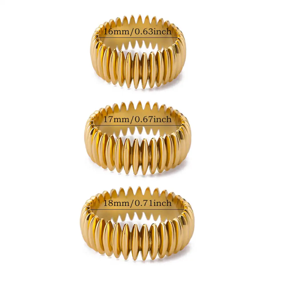 Gothic Streifen-Ring Edelstahl Gold – Vintage Paar-Ring für Damen
