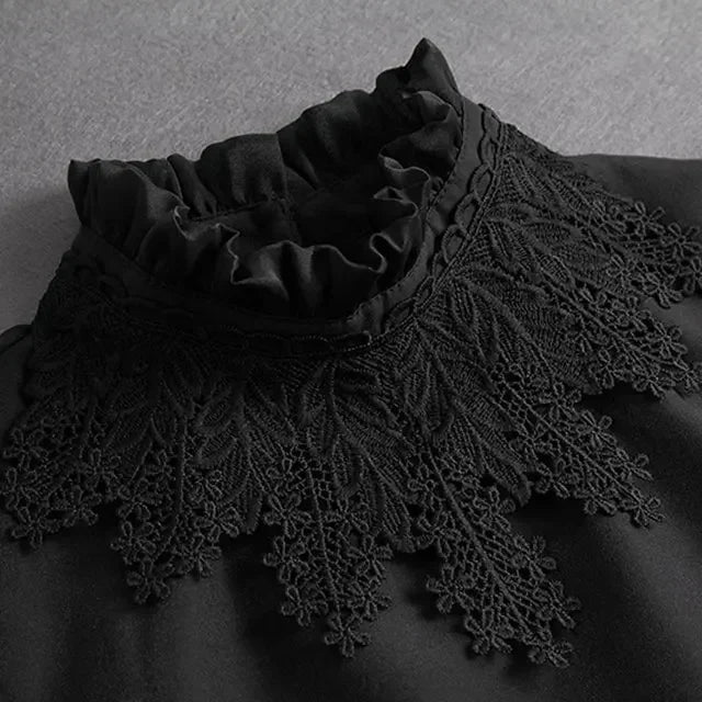 Fashion 2025 Front Tie White Fake Collar for Women Stand Detachable Collar Fake Girls Vintage Lace Ladies False Blouse Collar