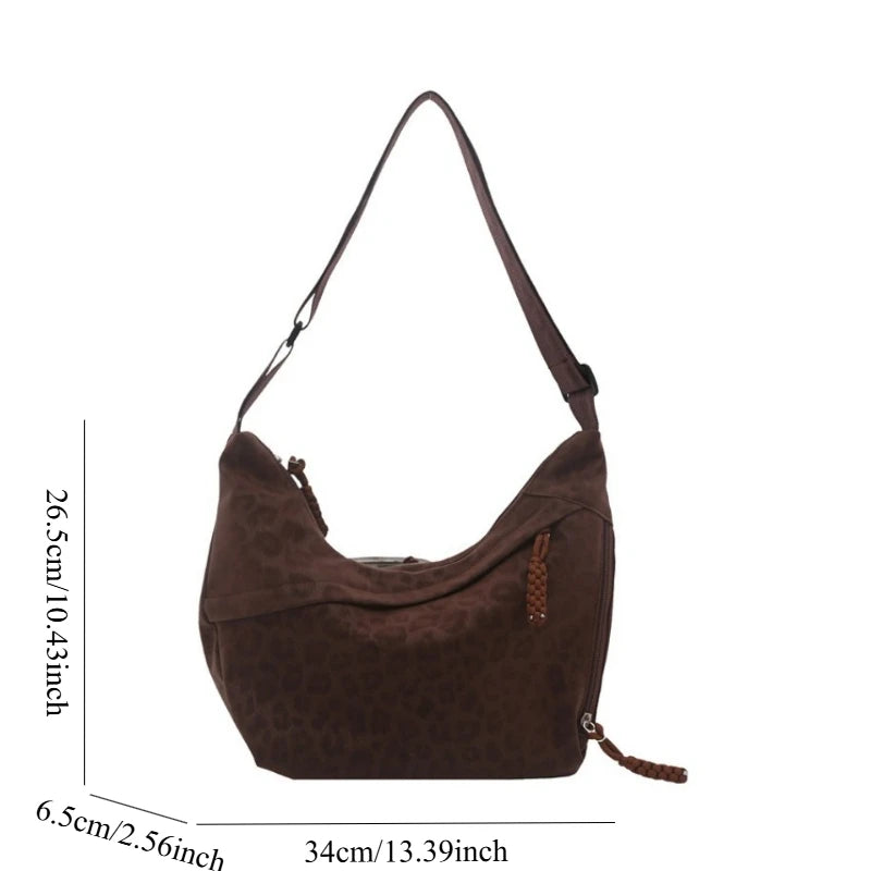 Leopard Crossbody Hobo Tasche Damen – Große Schultertasche für Pendlerinnen