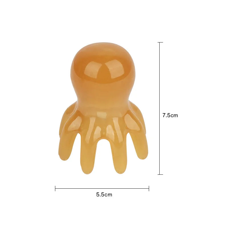 Oktopus-Massagekamm aus Harz – Kopfhaut-Massage & Meridian-Gua-Sha