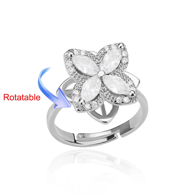 Drehring Vierblättriges Kleeblatt – Anti-Stress-Ring Gold Edelstahl