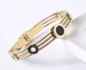 Fashion Simple Stainless Steel 3 Crystal Bracelet Bangle