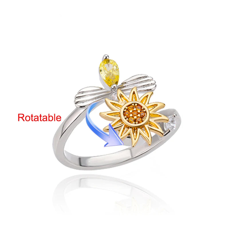 Drehring Vierblättriges Kleeblatt – Anti-Stress-Ring Gold Edelstahl