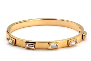 Fashion Simple Stainless Steel 3 Crystal Bracelet Bangle