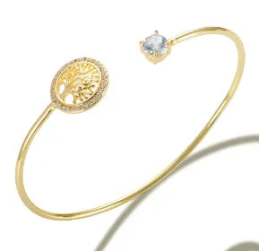 Fashion Simple Stainless Steel 3 Crystal Bracelet Bangle
