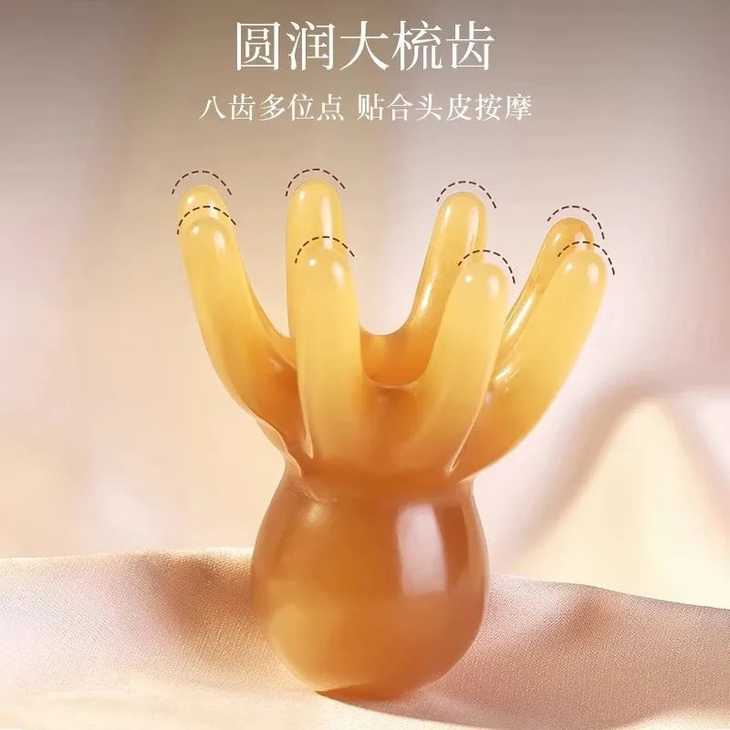 Oktopus-Massagekamm aus Harz – Kopfhaut-Massage & Meridian-Gua-Sha