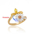 Drehring Vierblättriges Kleeblatt – Anti-Stress-Ring Gold Edelstahl