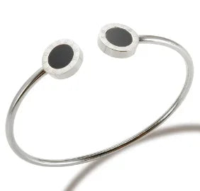 Fashion Simple Stainless Steel 3 Crystal Bracelet Bangle