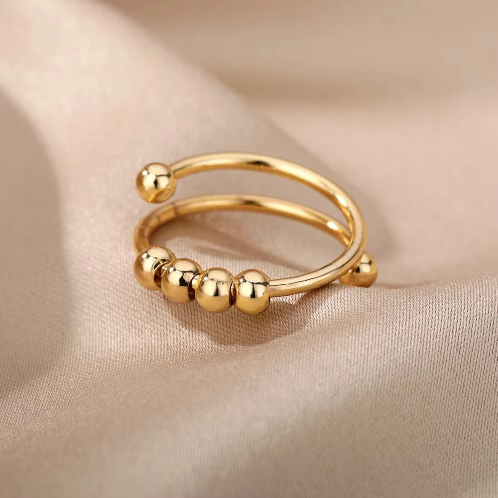 Kettenring mit Zirkonia & Kreuz – Offener Goldring für Damen