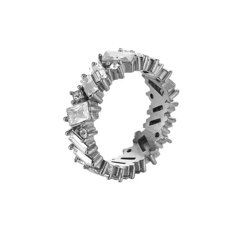 Stainless Steel Ring for Women Inlaid Zircon Rings Waterproof Romantic Fashion Jewelry